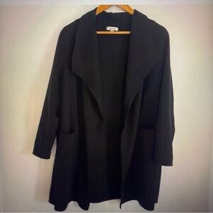 Max Studio Woman Black Soft Open Drape Front Jacket Long Stretch Pockets Size 1X